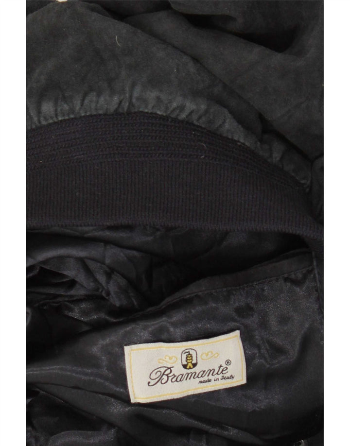 Bramante Jaqueta bomber masculina de camurça IT 48 Couro preto médio