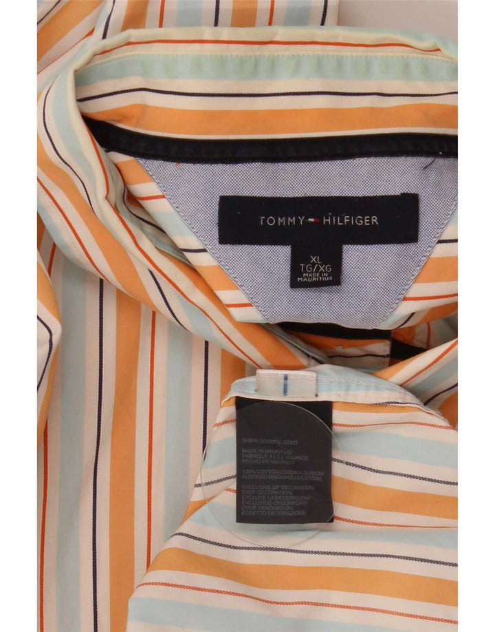 Camisa masculina Tommy Hilfiger XL de algodão listrado multicolorido