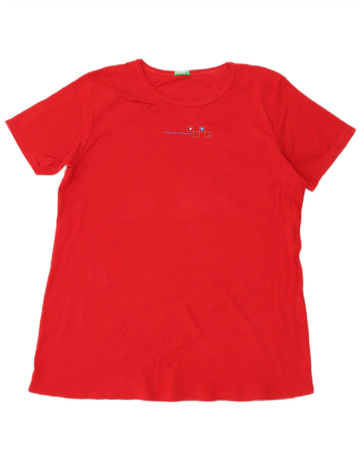 Camiseta feminina BENETTON UK 14 médio vermelho