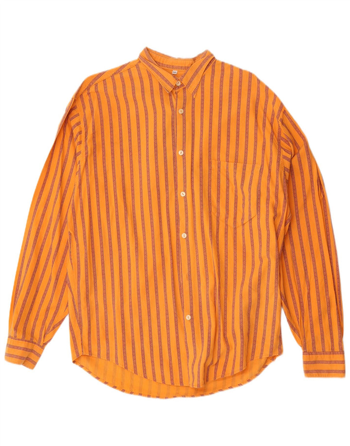 Camisa masculina vintage XL algodão listrado laranja