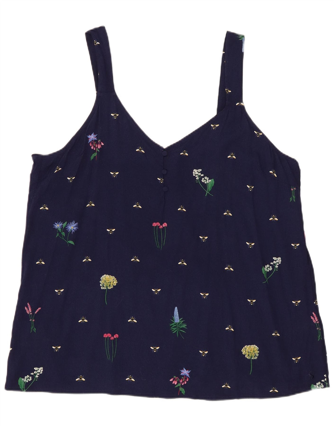 Joules Top feminino com padrão abstrato cami UK 20 2XL azul marinho viscose