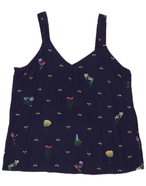 Joules Top feminino com padrão abstrato cami UK 20 2XL azul marinho viscose