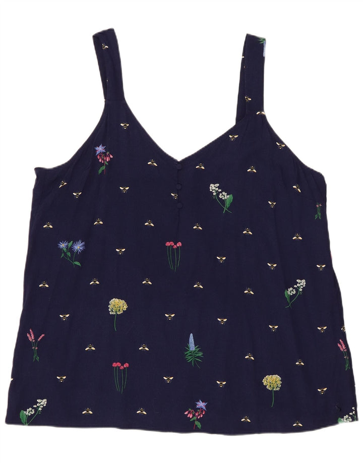 Joules Top feminino com padrão abstrato cami UK 20 2XL azul marinho viscose
