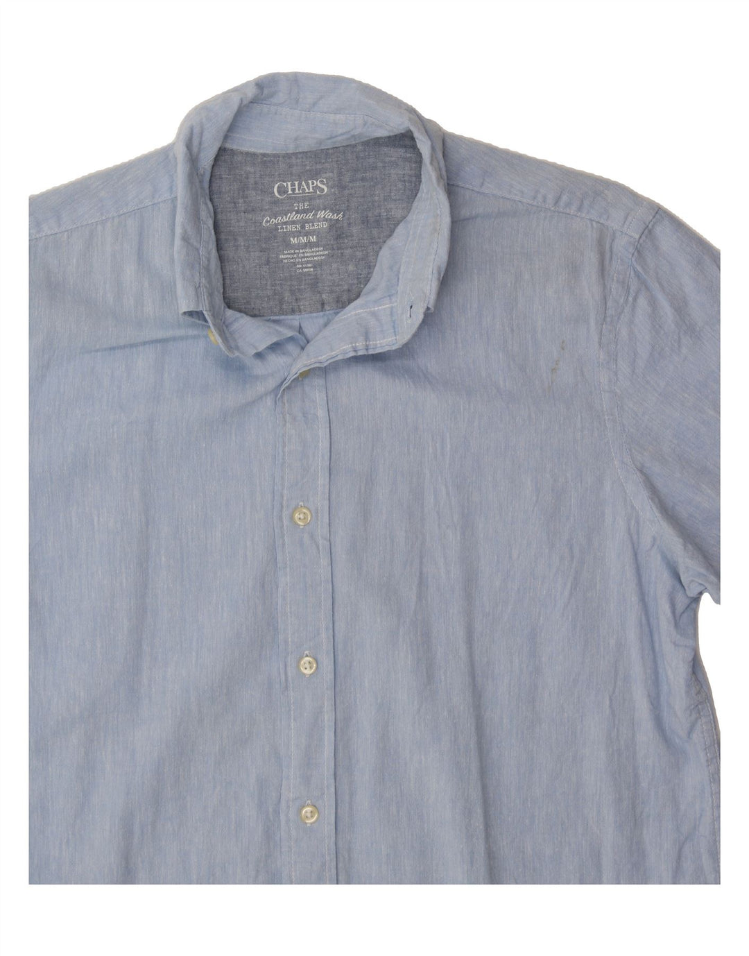 CHAPS Mens Short Sleeve Shirt Medium Blue Linen Vintage Chaps and Second-Hand Chaps from Messina Hembry 