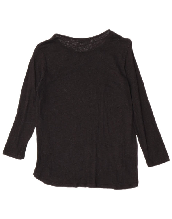 Zara Top feminino manga 3/4 Reino Unido 10 pequeno preto