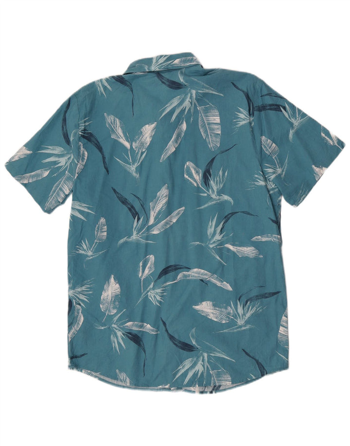 Camisa masculina de manga curta Volcom azul médio floral algodão