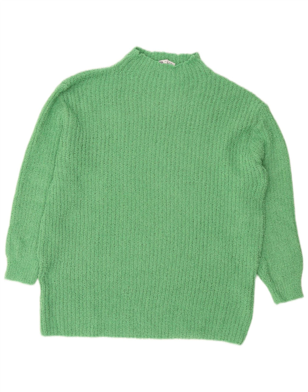 Suéter feminino Zara com gola tartaruga Reino Unido 10 poliéster verde pequeno