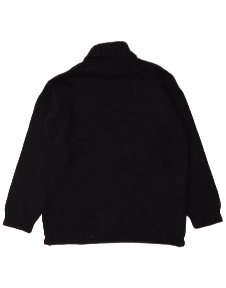 Suéter masculino Marks & Spencer com gola redonda, lã azul marinho médio