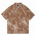 Camisa masculina de manga curta com padrão abstrato Jack & Jones viscose bege médio