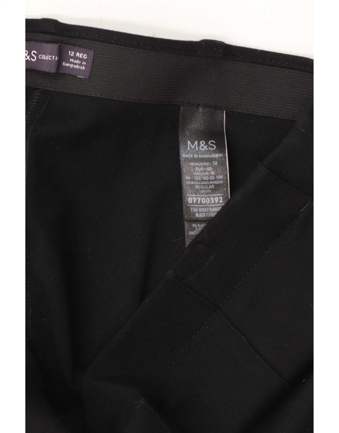 Calça feminina Marks & Spencer Straight Suit UK 12 Médio W32 L30 Preta