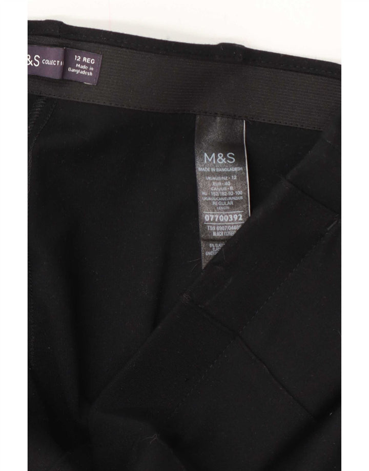 Calça feminina Marks & Spencer Straight Suit UK 12 Médio W32 L30 Preta