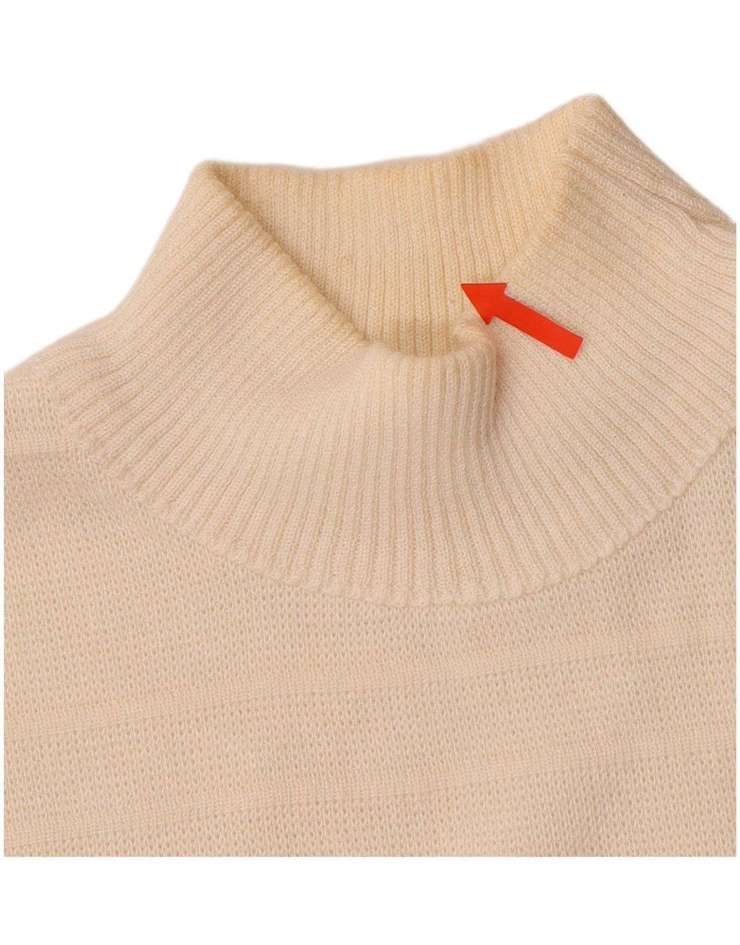 Suéter feminino VINTAGE com gola tartaruga Reino Unido 16 grande branco