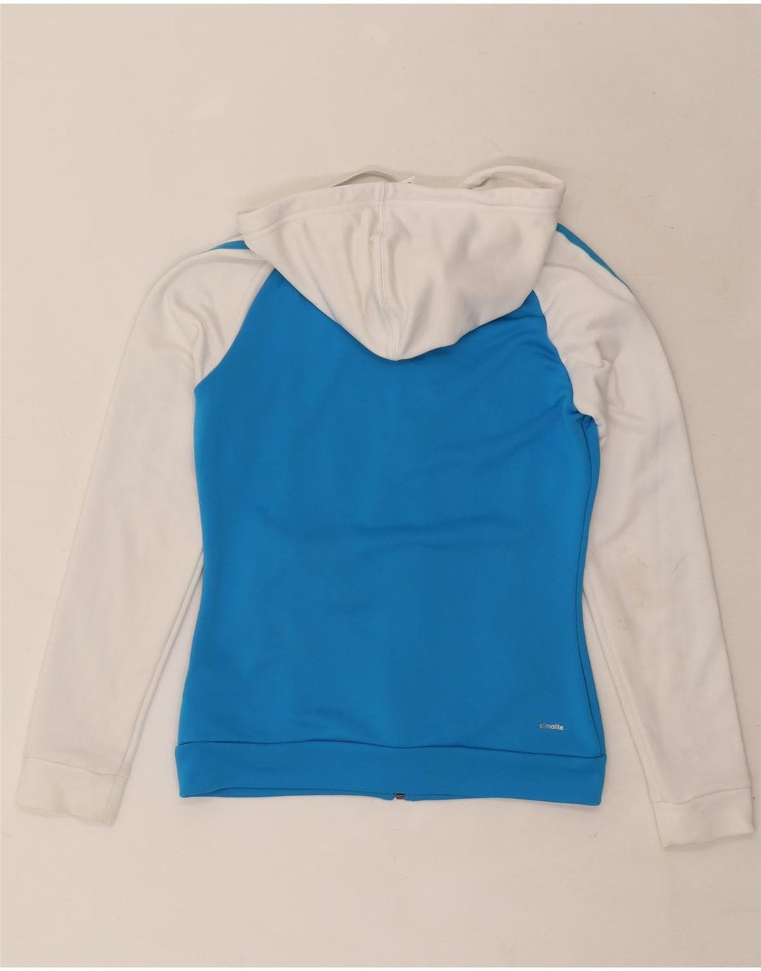 Suéter Adidas Feminino Climalite Zip com Capuz UK 8/10 Pequeno Azul Poliéster