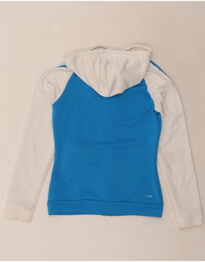 Suéter Adidas Feminino Climalite Zip com Capuz UK 8/10 Pequeno Azul Poliéster