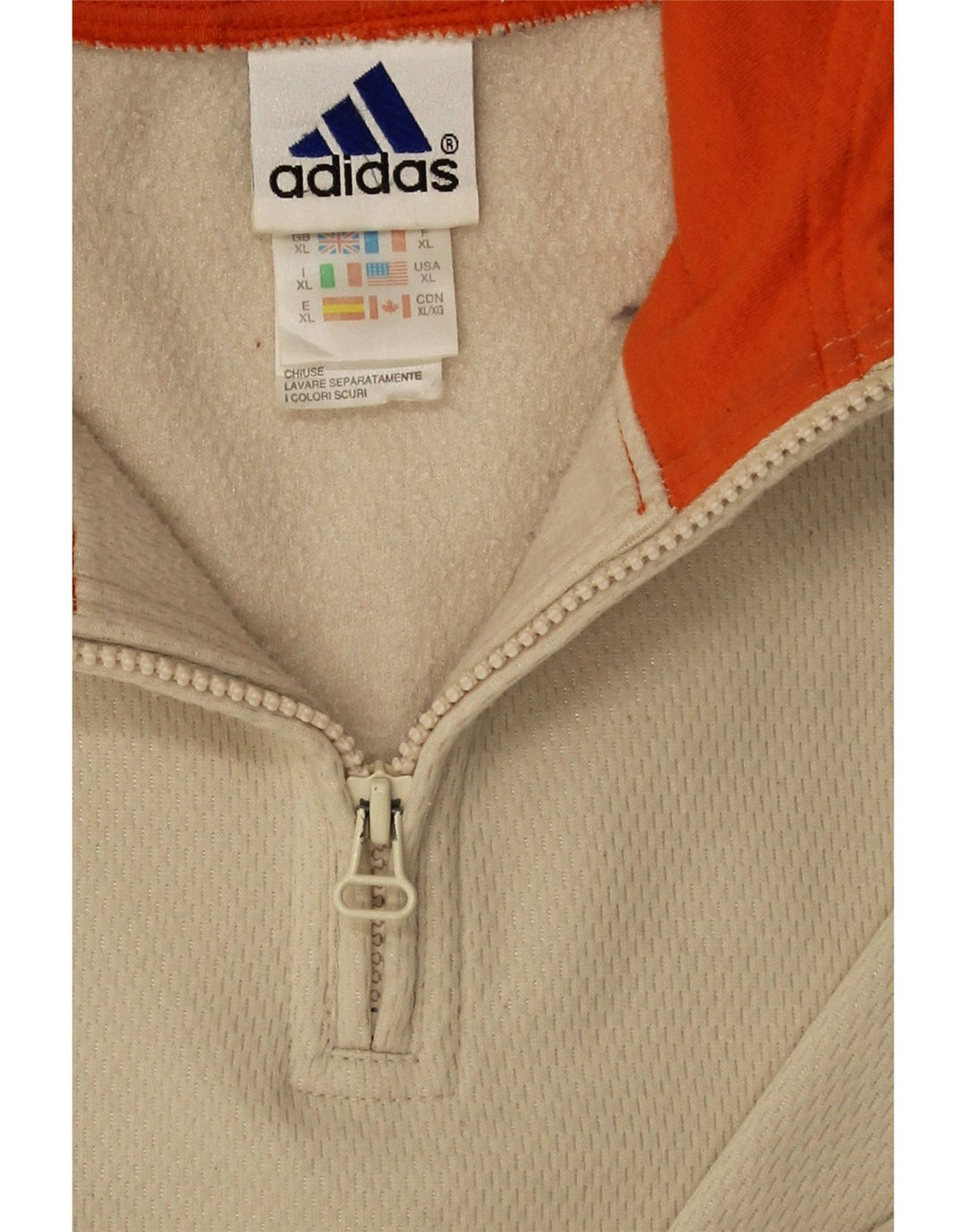 Adidas Mens Zip Neck Hoodie Jumper XL Bege Poliéster