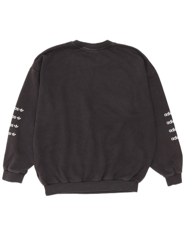 Adidas feminino gráfico oversized moletom jumper reino unido 16 grande algodão preto