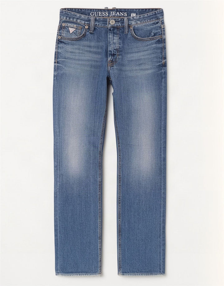 Guess Mens Straight Jeans W30 L33 Azul Algodão