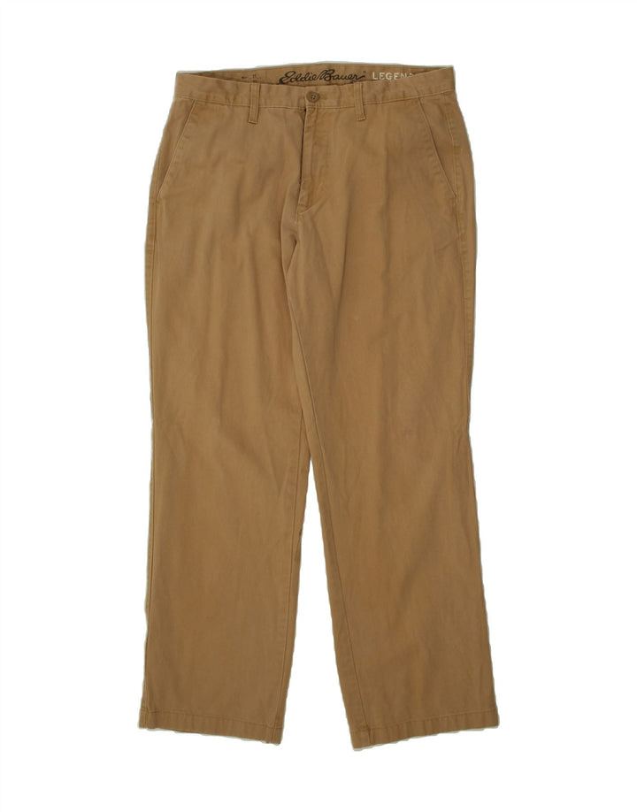 EDDIE BAUER Mens Straight Chino Trousers W35 L32 Brown Cotton Vintage Eddie Bauer and Second-Hand Eddie Bauer from Messina Hembry 