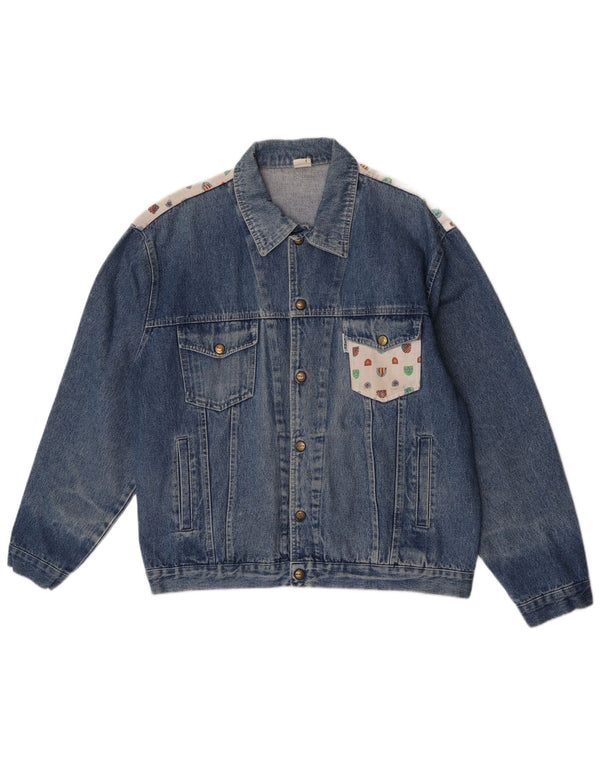 Jaqueta jeans masculina CLARK UK 40 grande patchwork azul