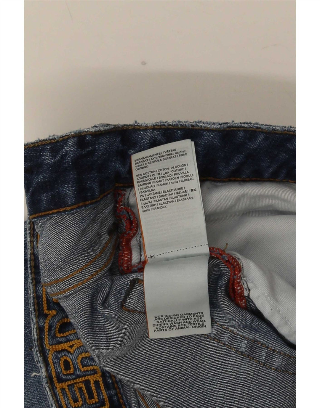 Jeans retos masculinos Superdry W34 L29 algodão azul