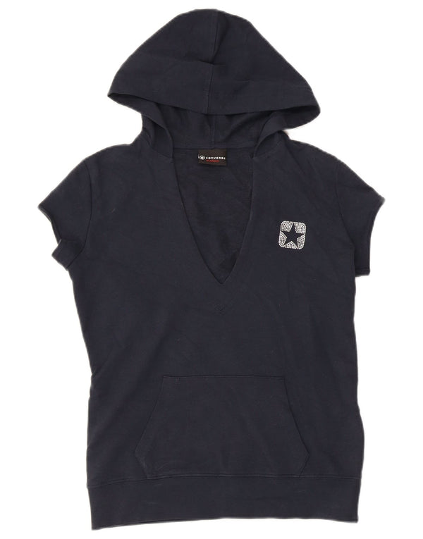 Jumper com capuz de manga curta feminino Converse UK 12 médio azul marinho