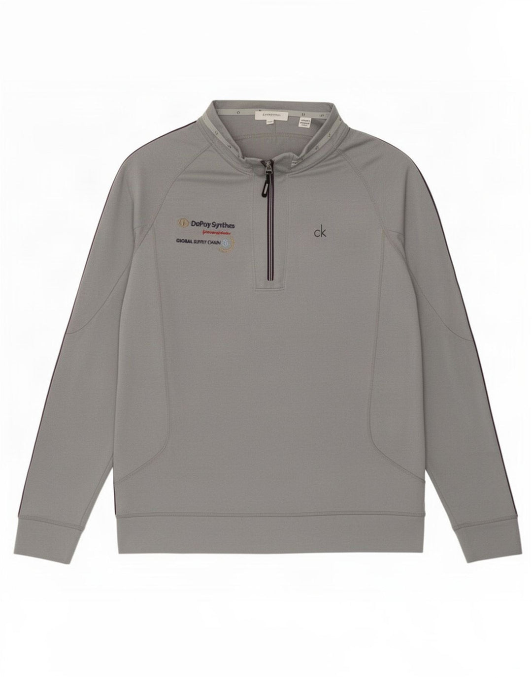 Calvin Klein Mens Graphic Zip Neck Pulôver Treino Top Grande Cinza