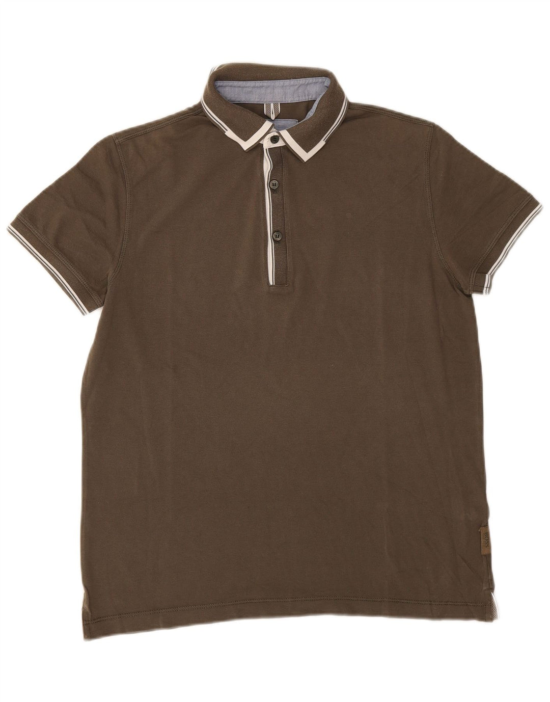 Camisa polo masculina Hugo Boss Regular Fit pequena de algodão cáqui