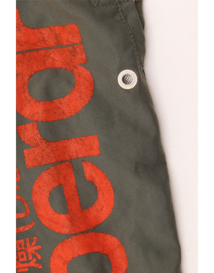 Shorts de natação masculinos Superdry Graphic médio cáqui poliéster
