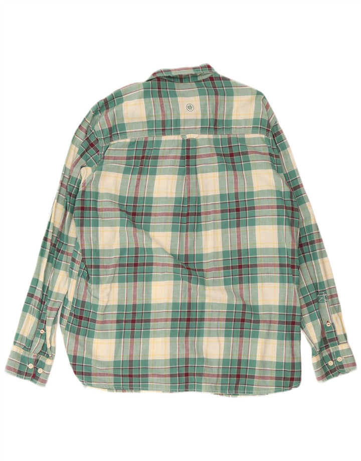 Camisa masculina de flanela Fat Face XL algodão xadrez verde
