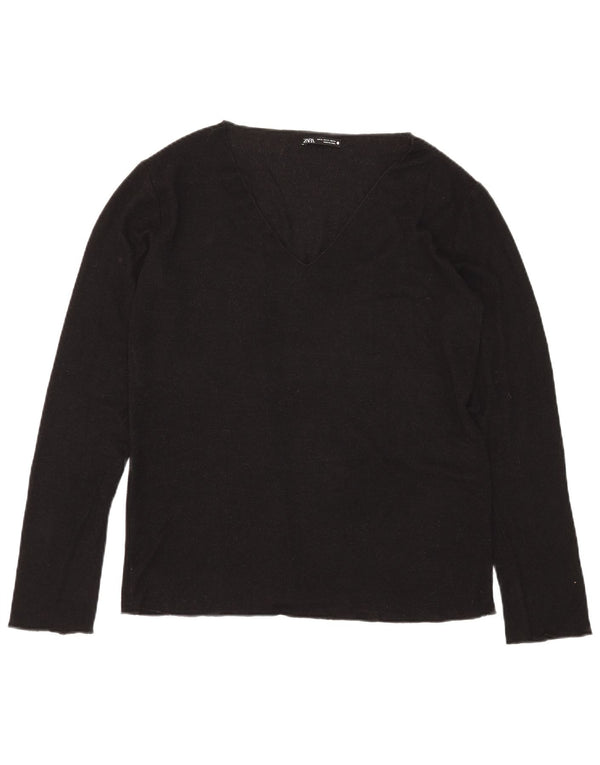 Top feminino Zara manga comprida UK 18 XL preto