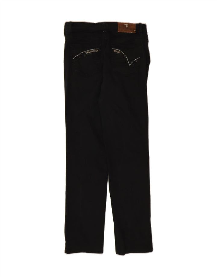 TRUSSARDI Womens Straight Casual Trousers W30 L32 Black Cotton Vintage Trussardi and Second-Hand Trussardi from Messina Hembry 