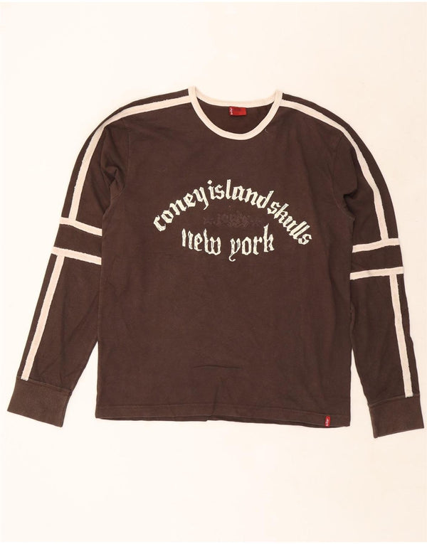 Top gráfico masculino Levi's manga comprida XL marrom colorblock