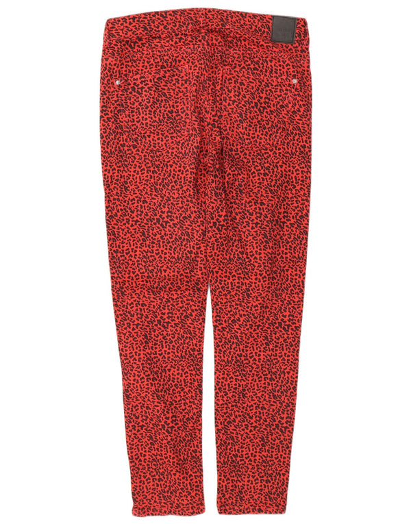 Zara Jeans Slim Feminino EU 38 Pequeno W28 L28 Vermelho Animal Print