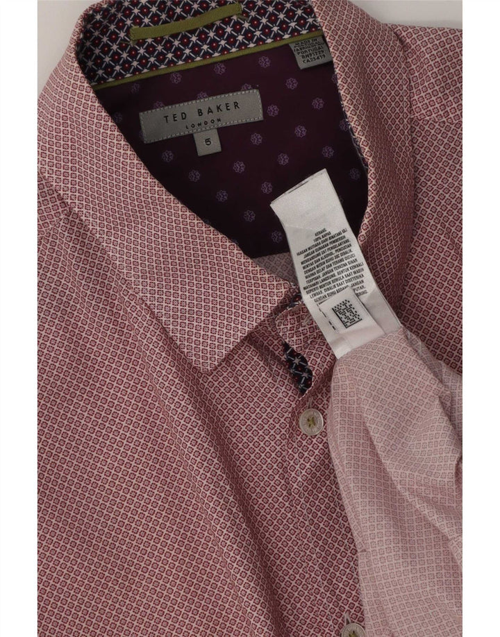 Camisa masculina Ted Baker tamanho 5 XL algodão floral vermelho