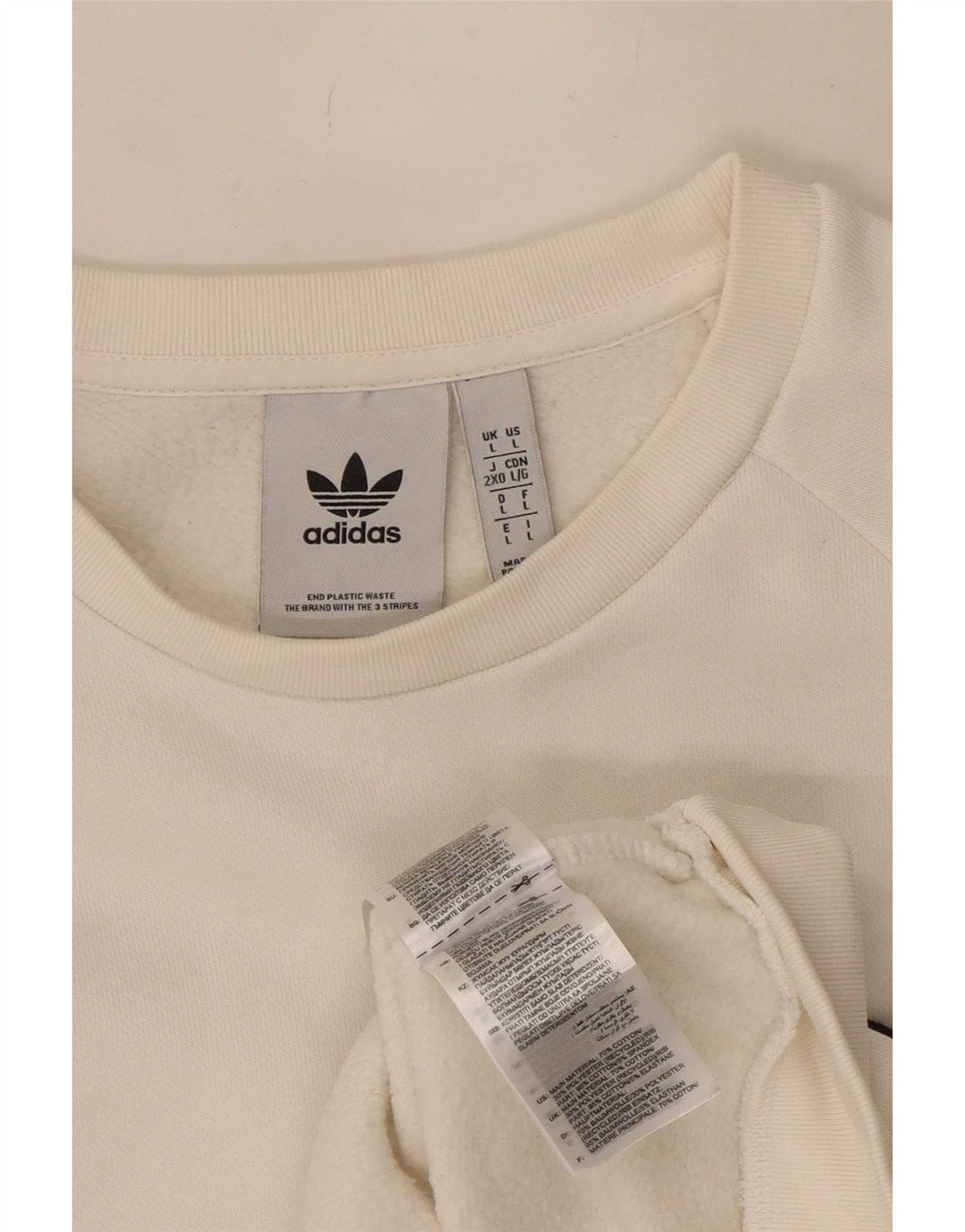 Adidas Mens Moletom Jumper Grande Algodão Branco