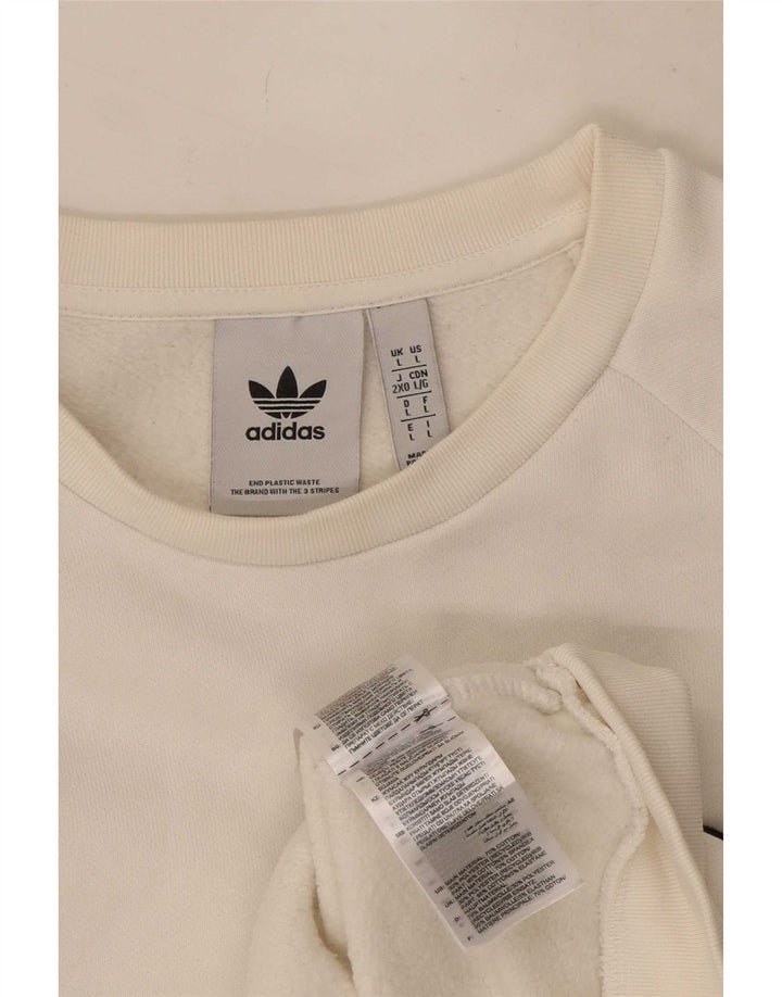 Adidas Mens Moletom Jumper Grande Algodão Branco