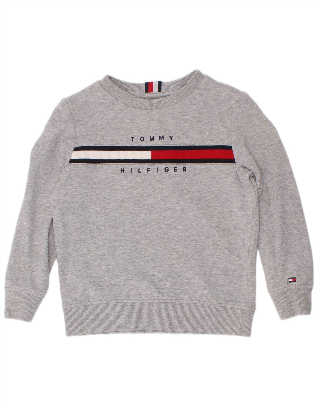 Tommy Hilfiger Meninos moletom gráfico jumper 3-4 anos cinza colorblock