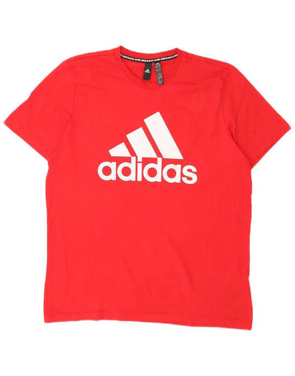 Adidas Mens Graphic T-Shirt Top XL Algodão Vermelho