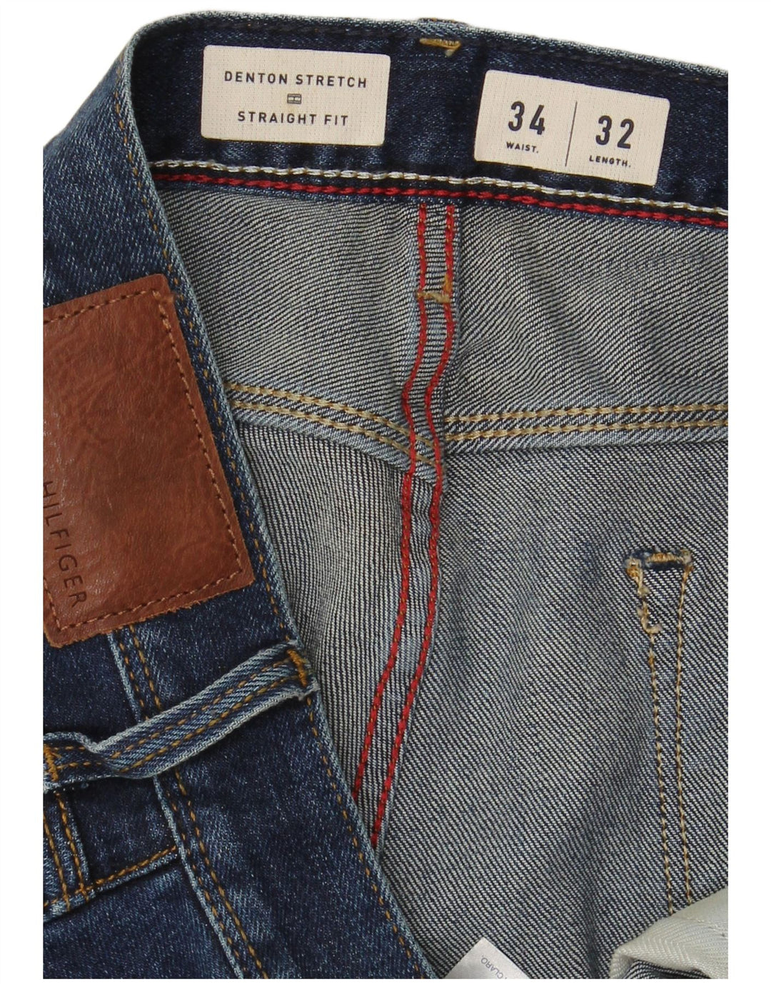 TOMMY HILFIGER Masculino Denton Straight Jeans W34 L27 Azul Marinho Algodão