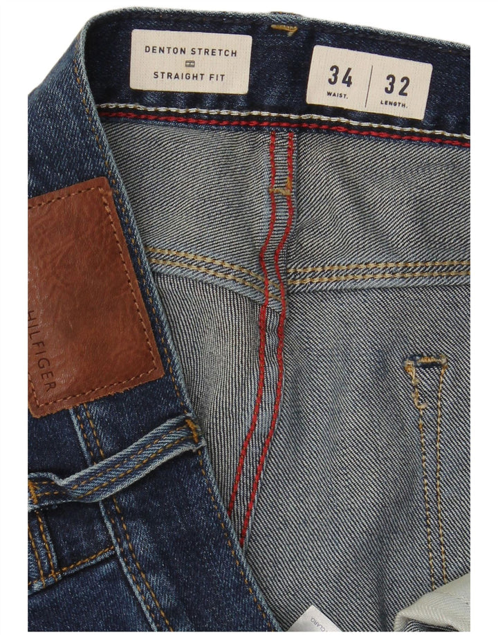 TOMMY HILFIGER Masculino Denton Straight Jeans W34 L27 Azul Marinho Algodão