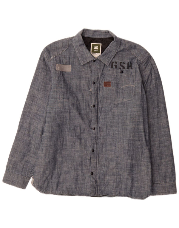 Camisa masculina G-Star Graphic Lumberjack XL algodão manchado azul