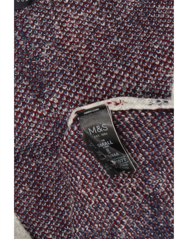 Suéter cardigã feminino Longline da Marks & Spencer Reino Unido 10 pequeno xadrez cinza