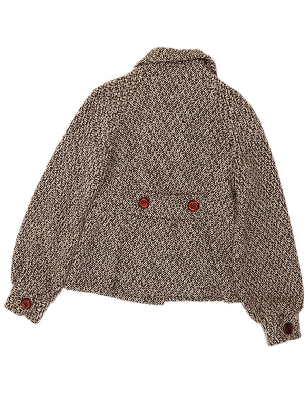 Kor@Kor Pea Coat feminino IT 44 poliéster espinha de peixe marrom médio