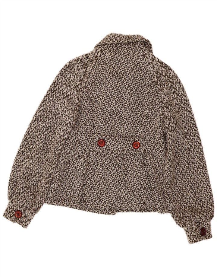 Kor@Kor Pea Coat feminino IT 44 poliéster espinha de peixe marrom médio