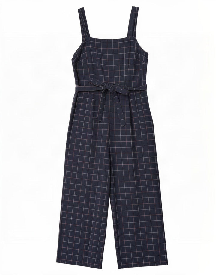 Macacão feminino Seasalt Cornwall Petite Reino Unido 12 algodão xadrez médio azul marinho