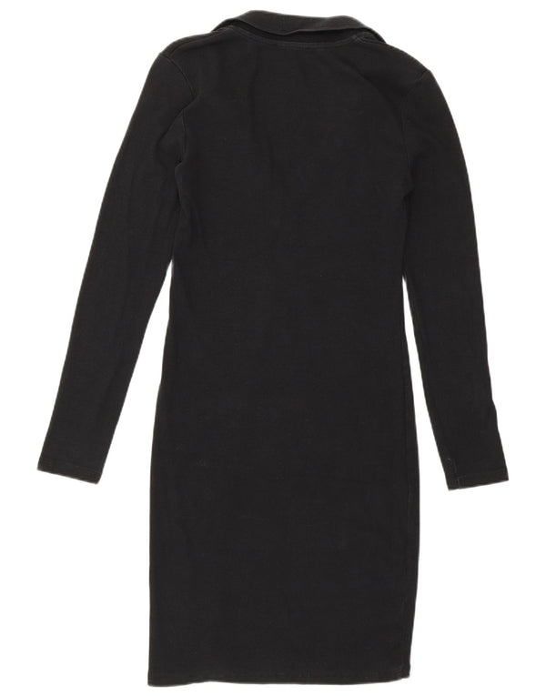 Vestido bodycon feminino de manga comprida Zara Reino Unido 12 algodão preto médio