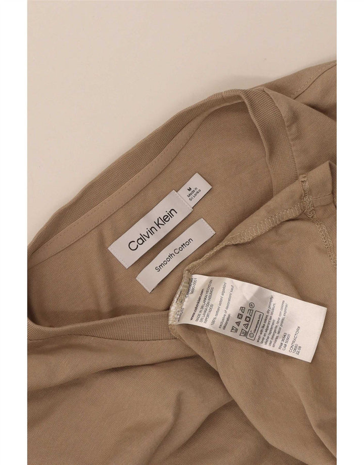 Camiseta masculina Calvin Klein de algodão bege médio