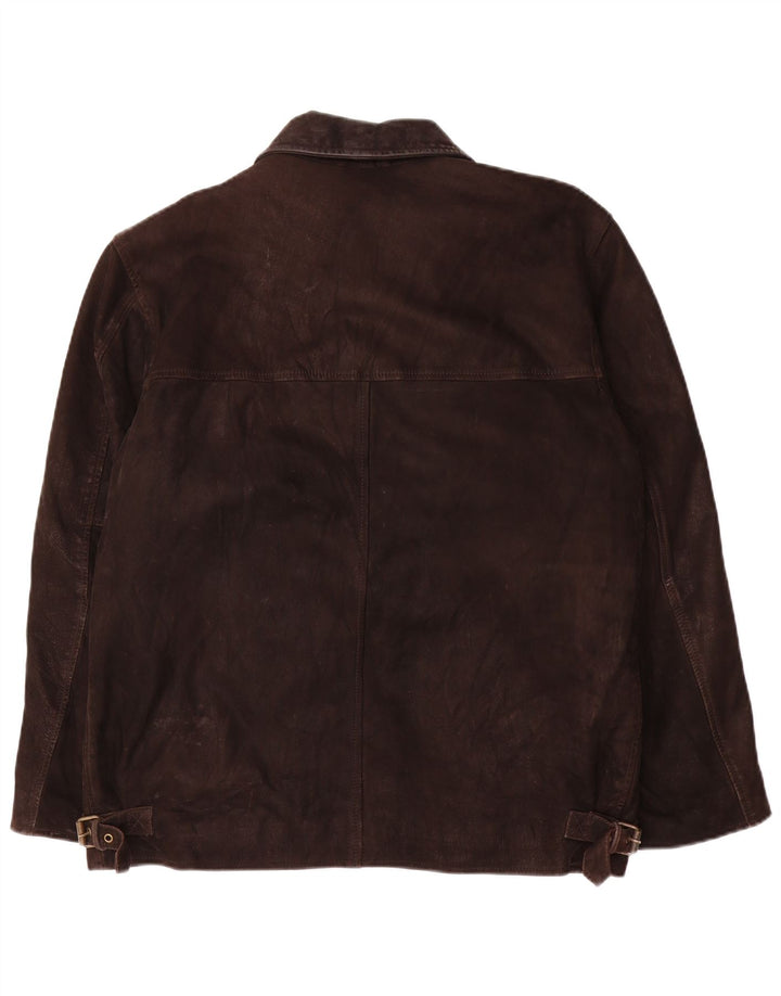 Jaqueta de couro masculina vintage UK 36 pequena marrom