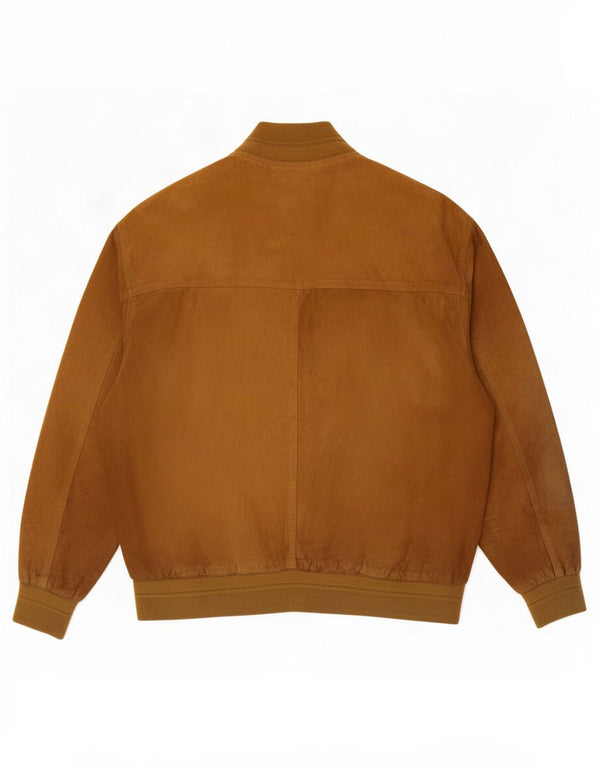 Jaqueta bomber masculina vintage de camurça IT 52 XL couro bege