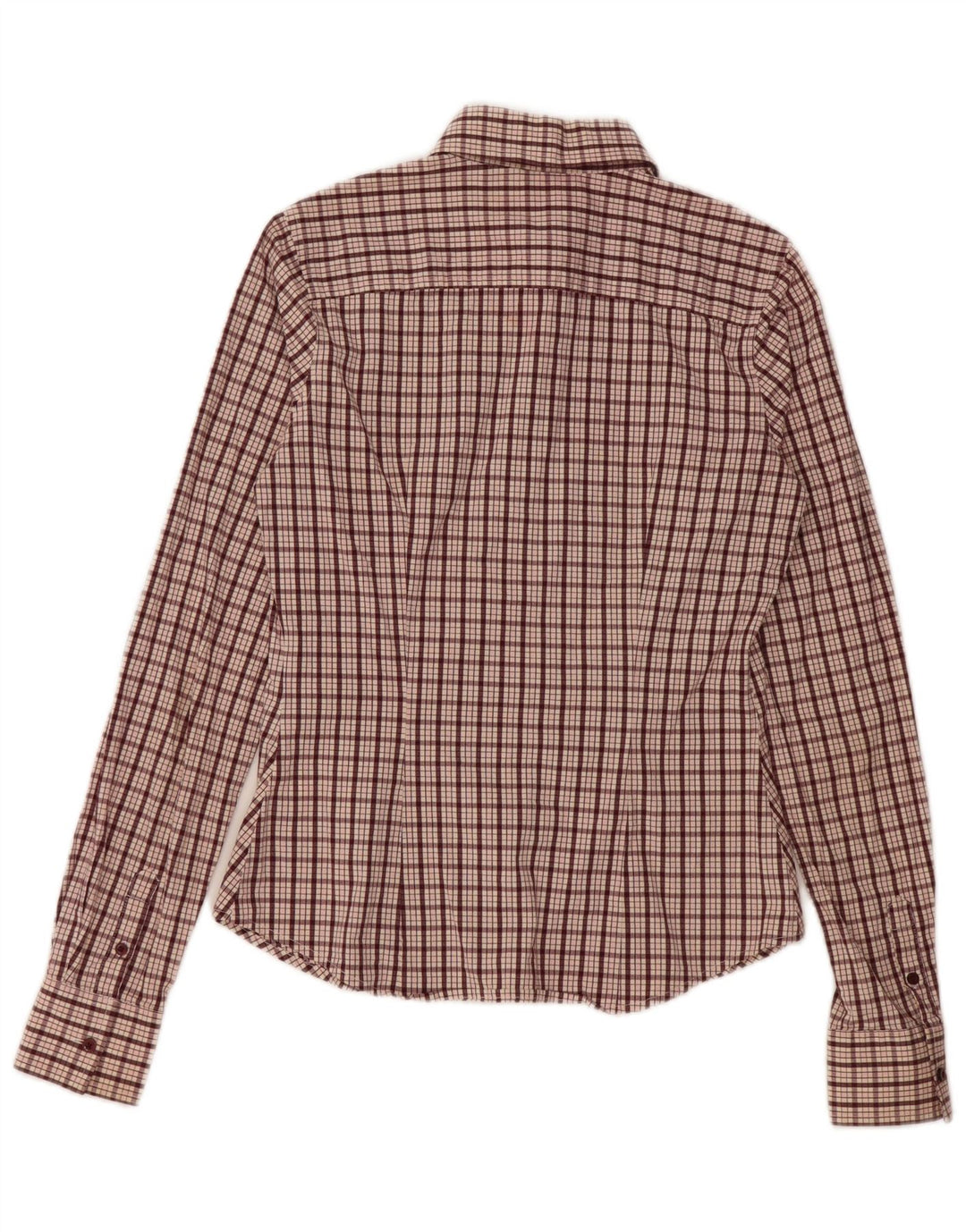 Camisa feminina Tommy Hilfiger US 6 médio marrom xadrez algodão